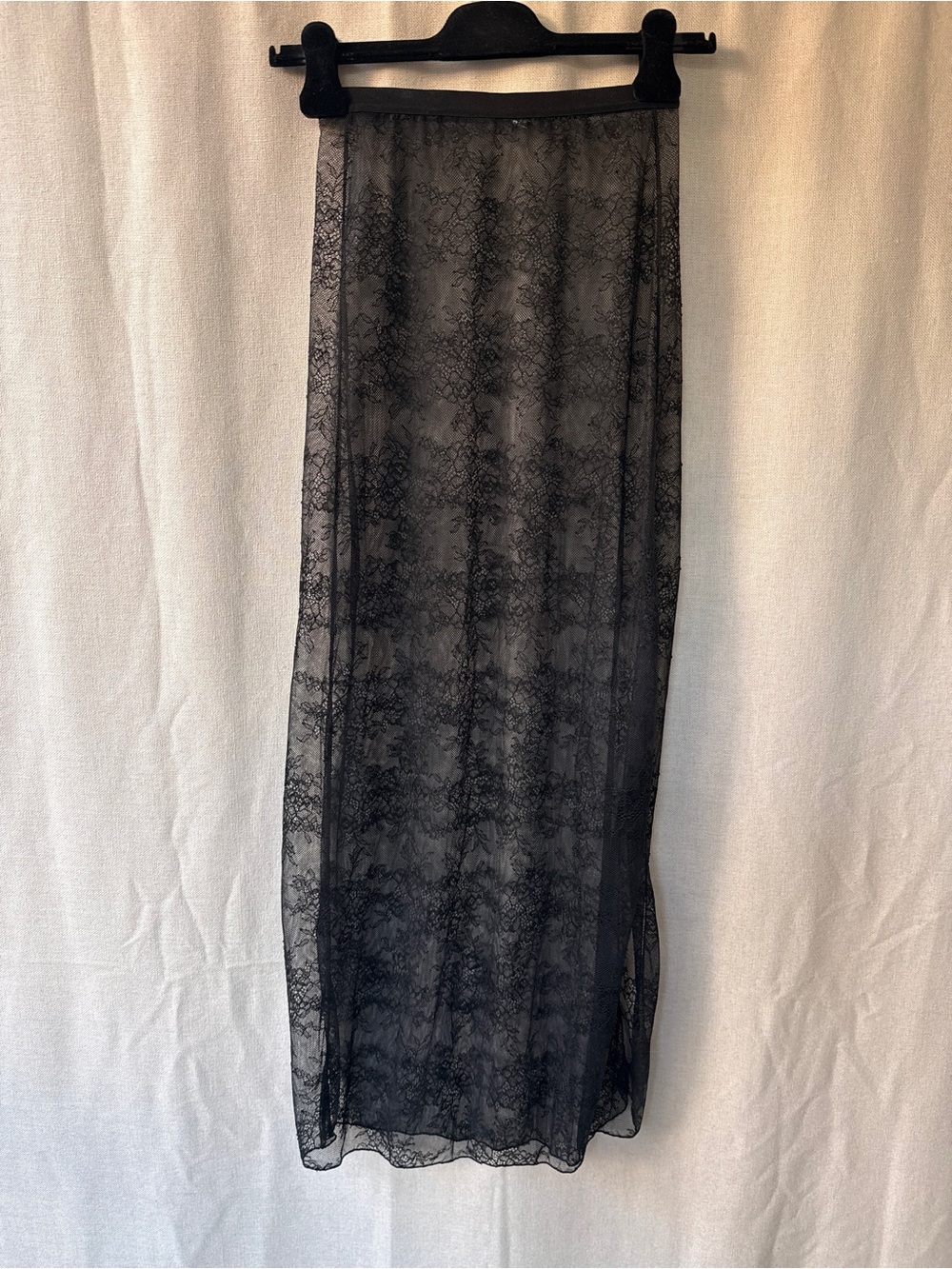Zara Black Sheer Lace Maxi Skirt